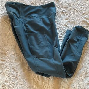 LLBean Everyday Performance 7/8 Leggings, Hi-Rise Pocket, Gray Blue, Size Small